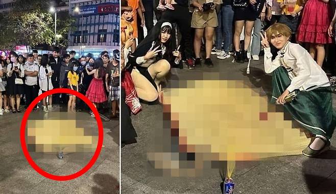 핼러윈을 앞둔 지난 주말 베트남 호치민 응후옌 후에 거리에서 시신이 길에 놓여있는 것처럼 꾸며진 코스프레와 그 앞에서 시민들이 즐거운 표정을 짓고 있는 사람들의 사진이 SNS에 올라와 논란이 됐다