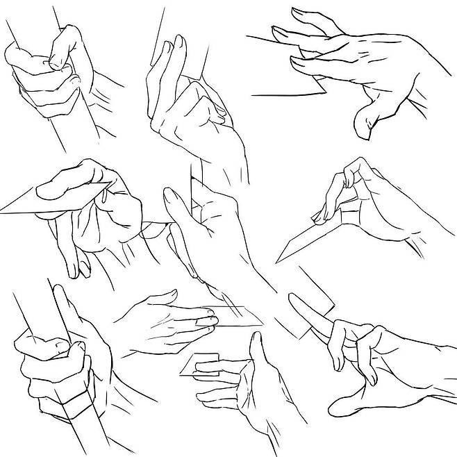 한 아마추어 일러스트레이터가 'AI 그림 수정해드립니다'라는 제목으로 인터넷 커뮤니티에 올린 손 스케치.