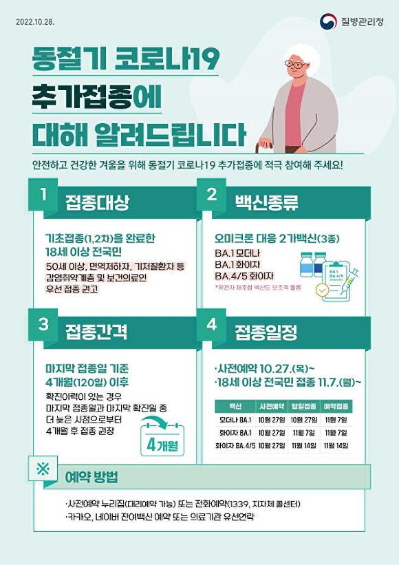 동절기 코로나19 추가접종 안내문. [사진=질병관리청]