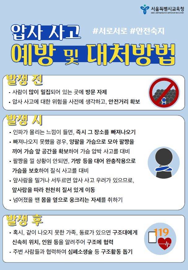 압사 사고 예방 안전 교육 자료 [서울시교육청 제공]