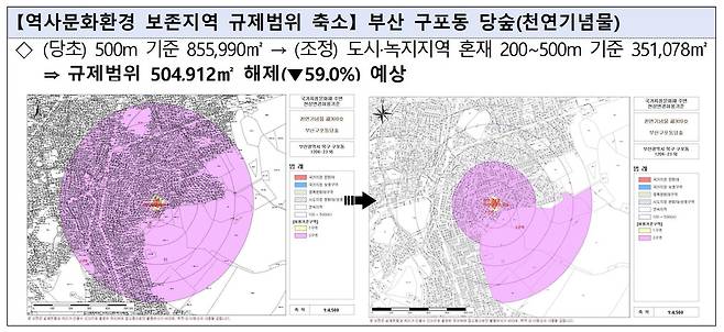 부산 구포동 당숲 규제 개선 예시  [국무조정실 제공. 재판매 및 DB 금지]