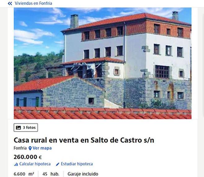 매물로 나온 스페인 마을 '살토 데 카스트로'. (사진=스페인 부동산 거래 웹사이트)