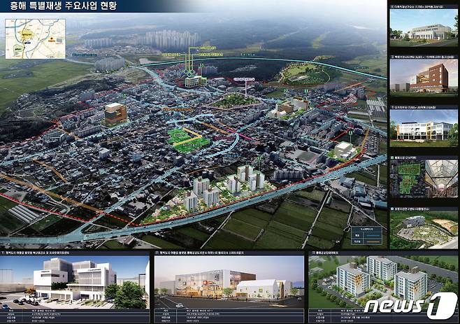 2017년 11월 15일 지진 피해지역인 경북 포항시 북구 흥해읍에서 진행 중인 흥해 특별재생 주요사업 조감도.(포항시제공)2022.11.13/뉴스1
