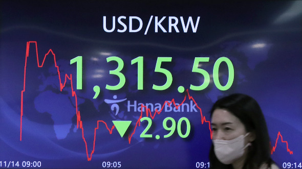 14일 오전 서울 중구 하나은행 딜링룸에서 딜러들이 업무를 보고 있다. 이날 서울 외환시장에서 원/달러 환율은 전 거래일(1318.4원)보다 2.4원 내린 1316.0원에 출발했다./사진=뉴시스