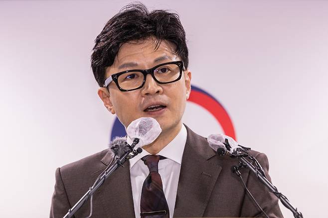한동훈 법무부 장관이 26일 오후 경기도 정부과천청사 내 법무부에서 소년범죄 종합대책을 발표하고 있다. [연합]