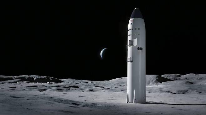 달 표면에 착륙한 스타십 상상도  [스페이스X  제공/ 재판매 및 DB 금지] photo@yna.co.kr