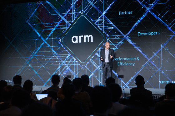 Dennis Laudick, vice president at Arm, speaks at the Arm Tech Symposia held at the InterContinental Seoul on Thursday. [ARM KOREA]