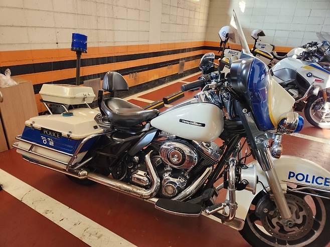 할리데이비슨 경찰 오토바이. <서대현 기자>