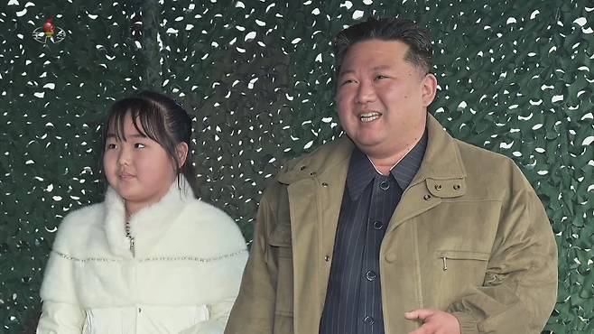 Kim Jong-un (right) and his daughter Kim Ju-ae