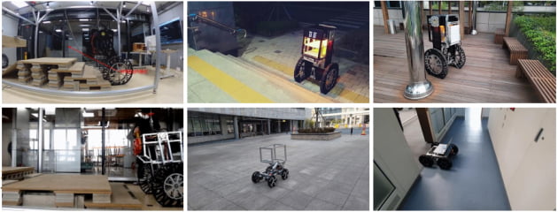모빈의 자율주행 배달 로봇은 모양이 변하는 바퀴와 방향 제어 시스템을 갖추고 계단 등 장애물을 돌파할 수 있다. /모빈 제공