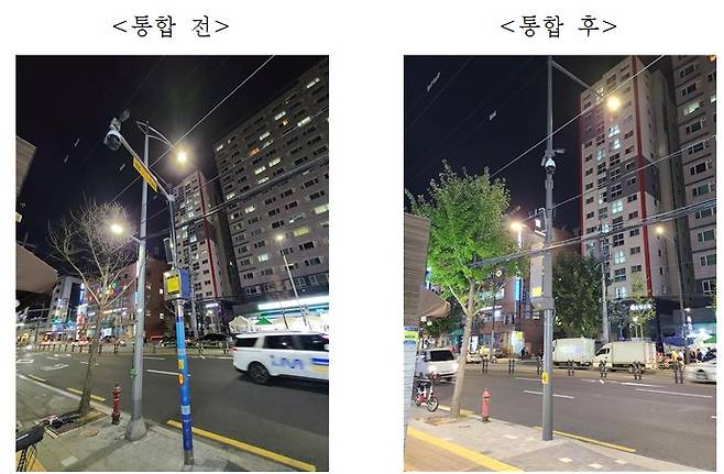 서울 동대문구가 설치한 가로등주와 CCTV주 통합 스마트폴 사진. 동대문구 제공.