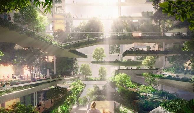 네옴시티 ‘더 라인’의 내부&nbsp;조감도. 네옴 홈페이지