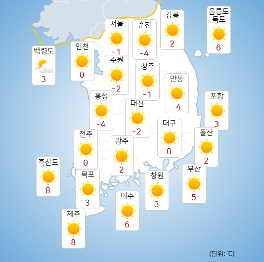 오늘날씨, 전국 대부분'한파주의보'...아침'영하권' 낮부터 기온 회복