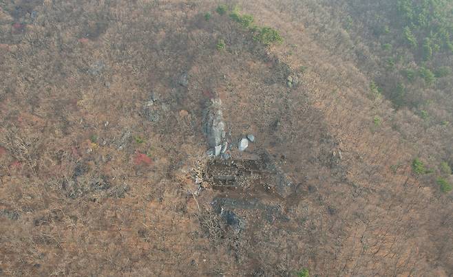 위에서 내려다 본 강화 묘지사 추정 절터의 전경. 국립강화문화재연구소 제공