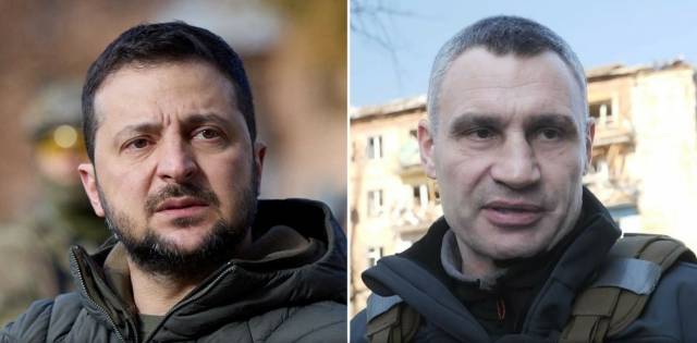 볼로디미르 젤렌스키(왼쪽) 우크라이나 대통령과 비탈리 클리치코 우크라이나 수도 키이우 시장