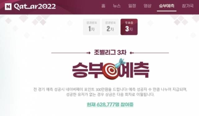 네이버 승부예측 화면 캡처.