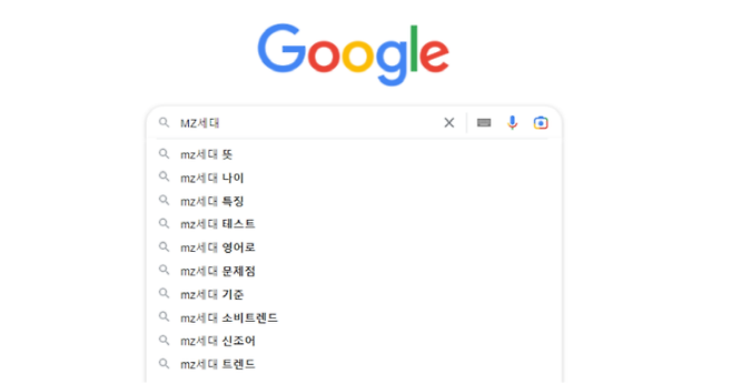 ▲ 구글 검색창 갈무리. 사람들은 MZ세대 뜻을 궁금해한다.