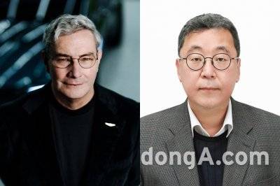 루크 동커볼케 현대차그룹 CCO 사장(왼쪽)과 이규복 현대글로비스 대표이사 부사장.