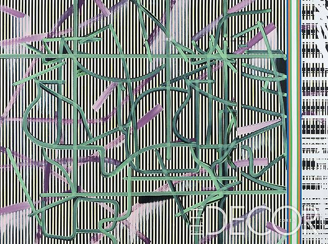 ‘Prepared Piano’, 180x240cm, Synthetic polymer on canvas, 2021 © Egan Frantz, Courtesy the Artist and Galerie Nagel Draxler