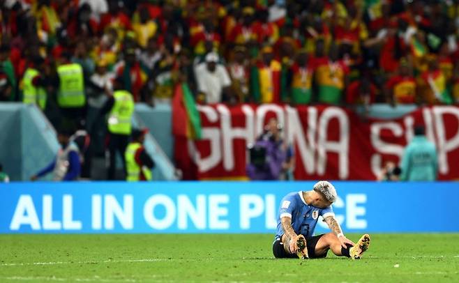 가나의 투혼에 주저앉아버린 우루과이 발베르데(연합뉴스)