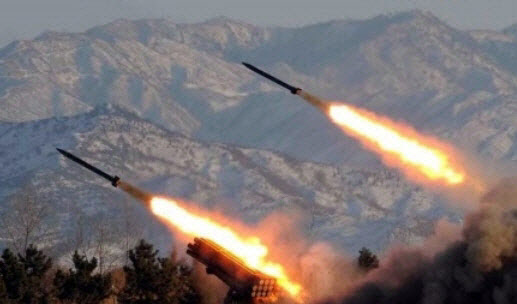 북한의 방사포 실사격 모습 (사진=연합뉴스)