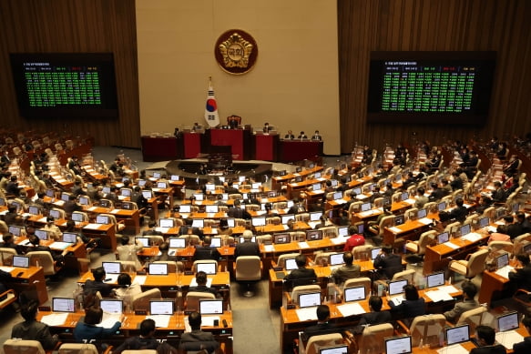 8일 국회에서 열린 본회의에서 각종 법안이 통과되고 있다. 2022.12.8 [사진=연합뉴스]