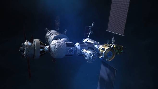달 상공에 우주정거장 게이트웨이가 건설된다. SF 영화에서나 보던 일이 10년 내 현실이 된다. 사진 NASA