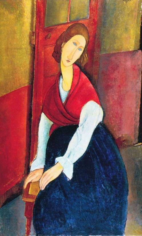 아메데오 모딜리아니, 잔 에뷔테른-배경에 문이 있는 풍경