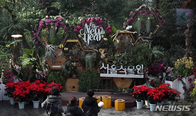 [서울=뉴시스] 김선웅 기자 = 11일 서울 강서구 서울식물원에 크리스마스 장식이 돼있다. 서울식물원은 10일부터 내년 3월까지 '겨울정원'을 주제로 식물 전시와 식물 장터, 식물 치유 등 다양한 전시와 체험 프로그램을 선보인다고 밝혔다. 2022.12.11. mangusta@newsis.com