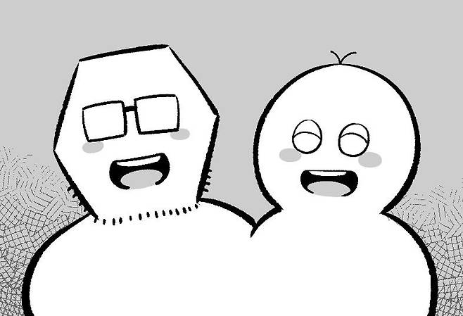 웹툰 '지옥사원'을 만든 캐러멜(좌)과 네온비(우) 작가 캐릭터 [작가 제공]