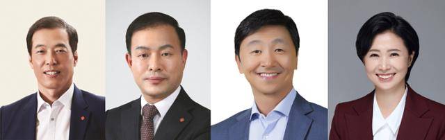 왼쪽부터 내정된 이완신 롯데그룹 호텔군 총괄대표 겸 호텔롯데 대표이사, 이훈기 롯데지주 ESG 경영혁신실장 사장, 이창엽 롯데제과 대표이사 내정 부사장, 김혜주 롯데멤버스 대표이사 전무. 롯데그룹 제공