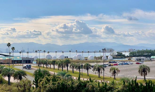 우미노나카미치 해변공원 내에 자리한 캠핑장ⓒ News1 윤슬빈 기자