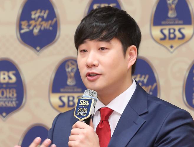 '골 때리는 그녀들3'의 주장단과 캐스터 배성재가 '인기상'을 받았다. 사진은 지난 2018년 서울 목동SBS에서 열린 SBS 러시아 월드컵 해설위원 기자간담회에 참석한 방송인 배성재. /사진=뉴스1