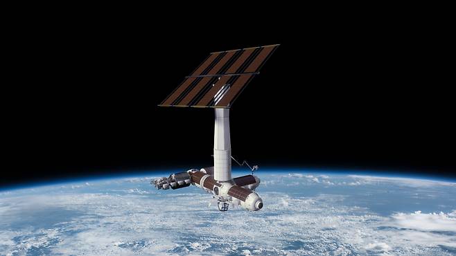 국제 우주 정거장에서 분리된 후의 엑시엄 모듈 대한 예술가의 묘사. /엑시엄스페이스