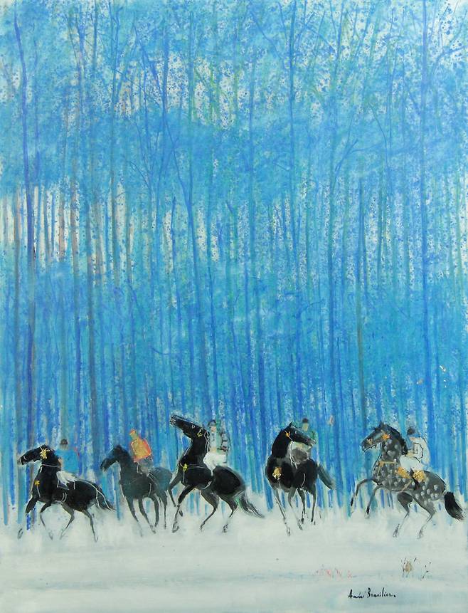 앙드레 브라질리에의 ‘푸른 겨울’(2012, 116×89㎝, Oil on canvas). 한솔비비케이 제공