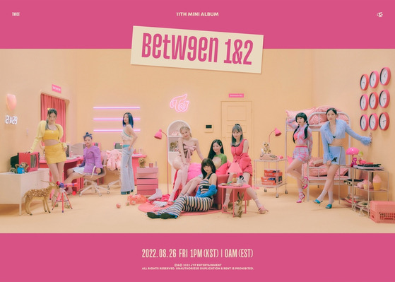 A promotional image for girl group Twice's latest EP ″Between 1&2" [JYP ENTERTAINMENT]