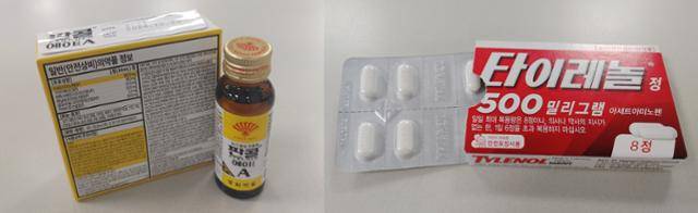 판콜에이(왼쪽)와 타이레놀500㎎. 아세트아미노펜은 하루 최대 복용량이 4,000㎎이라 다른 종류의 감기약을 같이 먹을 때는 주의해야 한다. 김창훈 기자