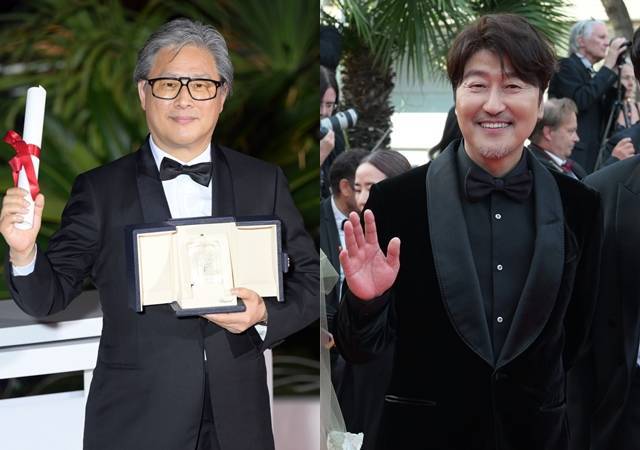 박찬욱 감독(왼쪽)과 송강호가 제75회 칸 국제영화제에서 각각 감독상과 남우주연상을 품에 안으며 K-콘텐츠의 위상을 드높였다. /CJ ENM 제공