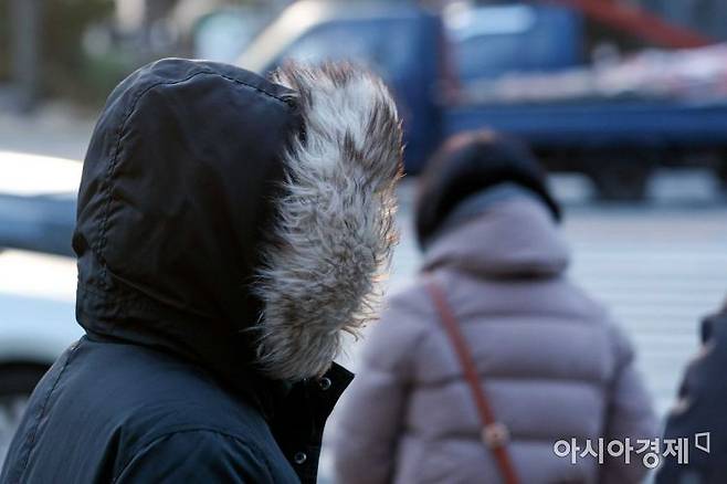 서울 아침 최저 기온이 영하 8도까지 떨어진 14일 서울 마포구 공덕오거리에서 시민들이 두꺼운 외투를 입고 이동하고 있다./강진형 기자aymsdream@