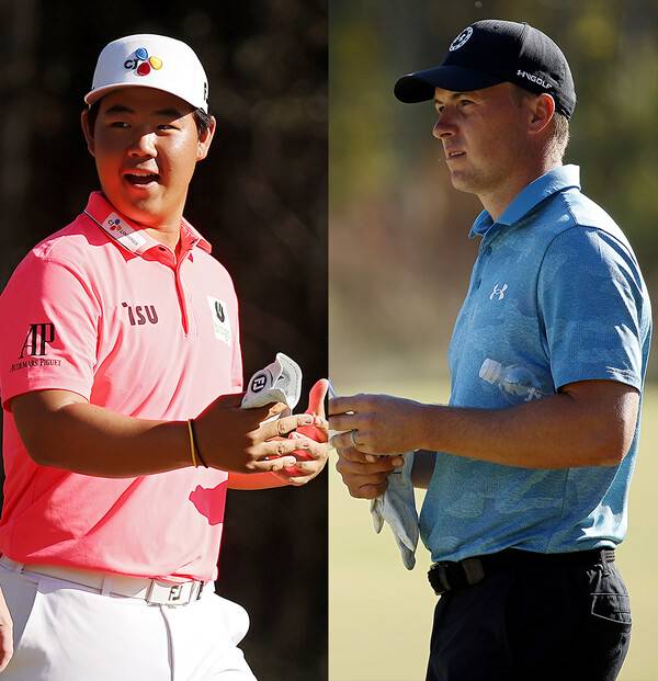 2023년 미국프로골프(PGA) 투어 새해 첫 대회인 센트리 토너먼트 오브 챔피언스에 출전하는 김주형 프로, 조던 스피스. 사진제공=Getty Image for THE CJ CUP1