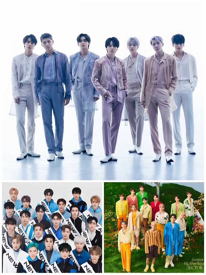 그룹 방탄소년단-NCT-세븐틴. 사진ㅣ각 소속사