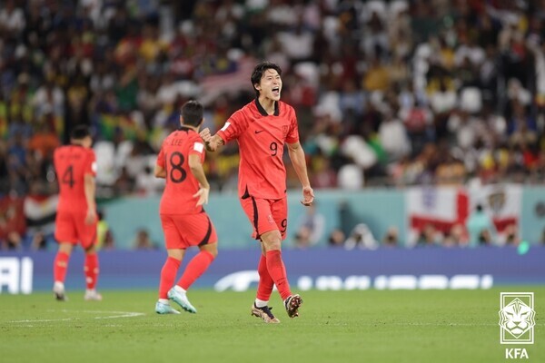 한국 축구대표팀의 카타르 월드컵 최고 스타가 된 조규성. ⓒKFA