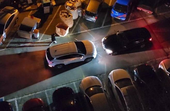 아파트 주차장에서 자존심 센 두 운전자의 기싸움 때문에 경찰이 출동했다. /사진=보배드림 캡처