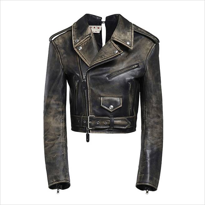 크롭트 가죽 바이커 재킷은 6백59만원, Marni.