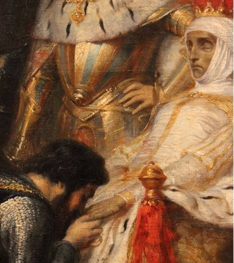 그림 세부. 이 작품은 프랑스 화가 피에르 샤를 콩트의 그림으로 1849년 처음 전시됐으며 지금은 프랑스 리옹 미술관에 소장돼 있다. 이처럼 페드루와 이네스의 이야기는 오랫동안 많은 예술가들에게 영감을 줬다.