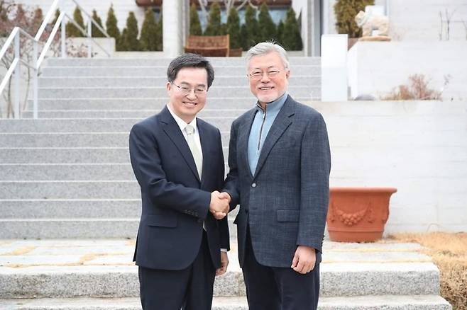 김동연 경기도지사가 14일 문재인 전 대통령을 예방했다. (사진=김동연 지사 페이스북) *재판매 및 DB 금지