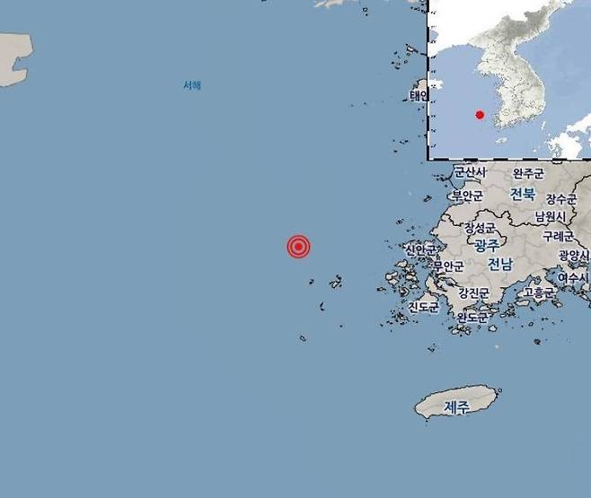 전남 흑산도 북서쪽바다서 규모 2.1 지진 [기상청 제공. 재판매 및 DB 금지]