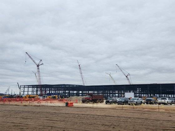 8일(현지시간) 미국 켄터키주 글렌데일의 블루오벌SK(BOSK) 켄터키 배터리 공장 건설 현장 전경. [심서현 기자]