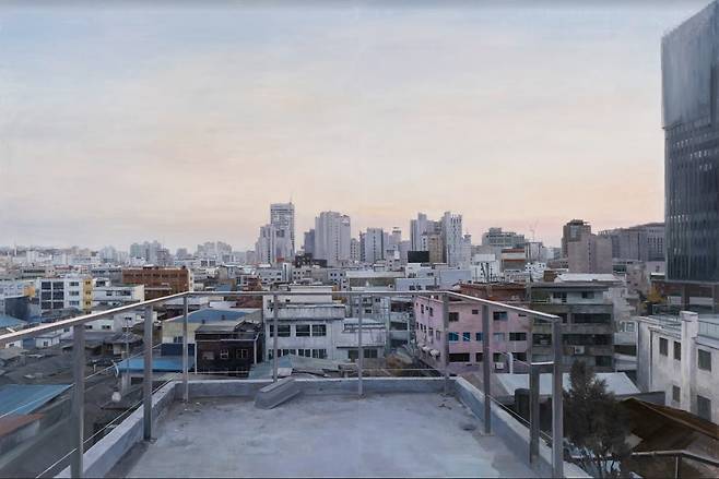 나는 이곳에서 얼마나 오랫동안, 2022, 캔버스에 오일, 200 x 300 cm (초이앤초이 제공)