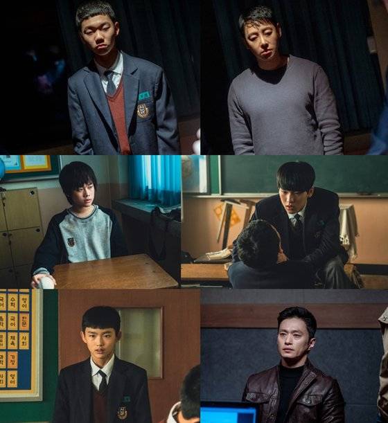 학교폭력을 소재로 한 티빙 오리지널 시리즈 '돼지의 왕' 스틸컷. 동명의 애니메이션 원작을 바탕으로 어린시절 폭력의 기억에 시달리는 주인공이 잔혹한 사적 복수를 해나가는 과정을 그렸다. 사진 티빙